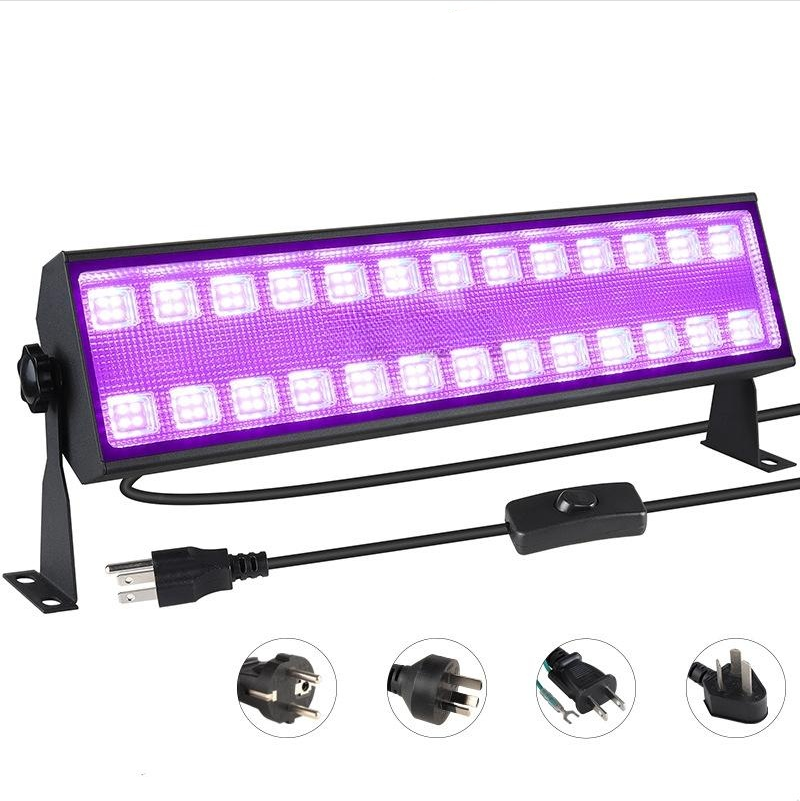 100W 385 400nm LED UV Black Light Bar Black Lights for Glow Party Black light with Plug Switch Glow Light for Halloween Fluorescent Body Paint