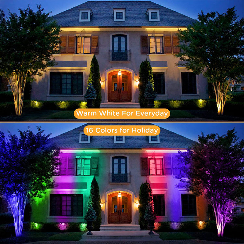 5Watt Low Voltage RGBWW (RGB and 3000K Warm White) LED Well Lights Landscape Lighting IP65 Waterproof Outdoor 12V-24V Ground Lights for Garden Yard Driveway(8Pack)
