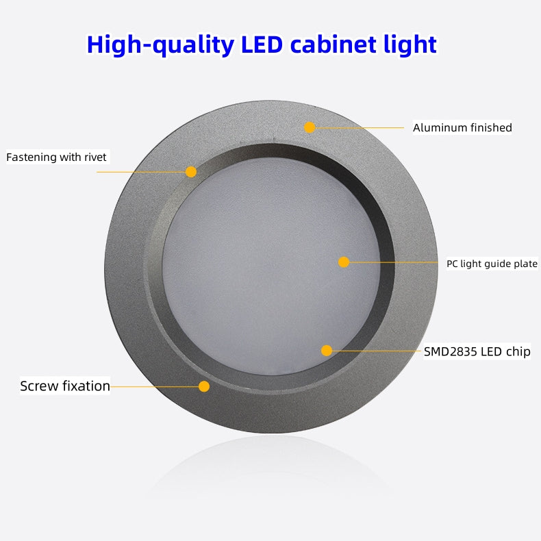 6pcs Packing LED Under Cabinet Lighting 2.5W 12VDC Ultra Thin, 3 Switches are Available Controllable Puck Light for Motorhome, Caravan, Truck, Kitchen, Wine Cabinet, Wardrobe