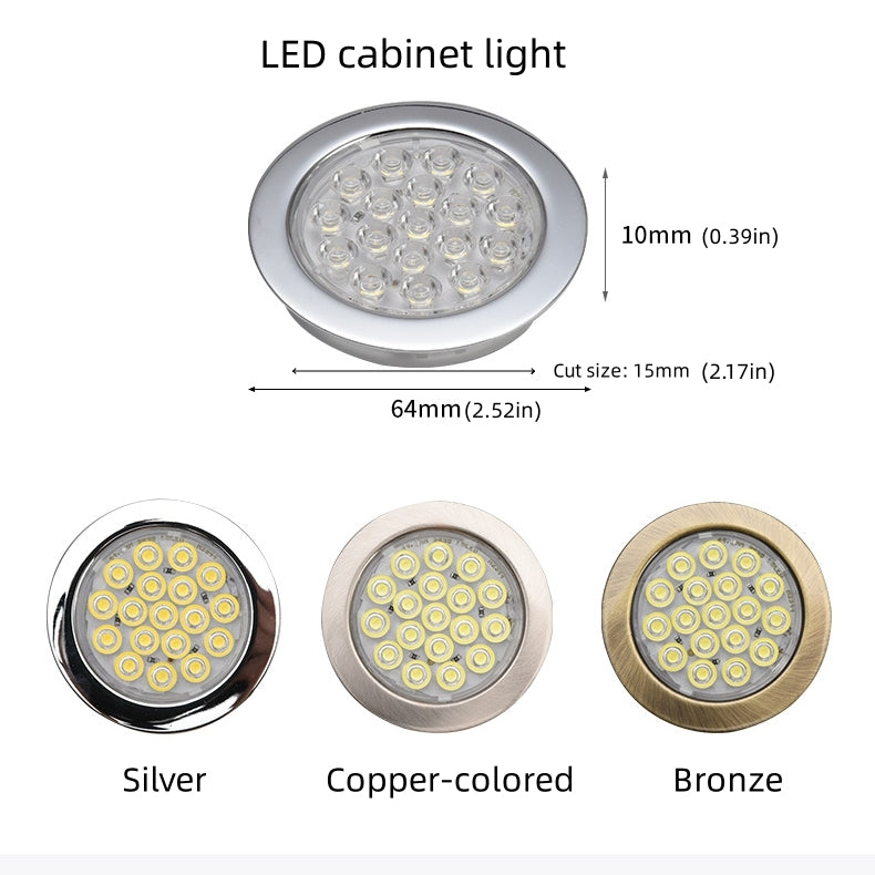 4pcs Pack Round LED Under Cabinet Lighting Stainless Steel LED Puck Light 2W 12VDC 3 Switches Optional Controllable Puck Light for Motorhome