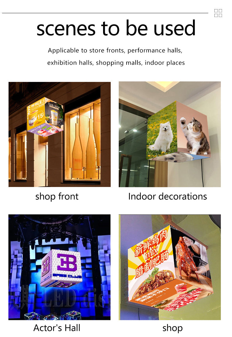P2.5 Outdoor 4 Faces Magic Cubic LED Display with Each Face in Size 320x320 mm