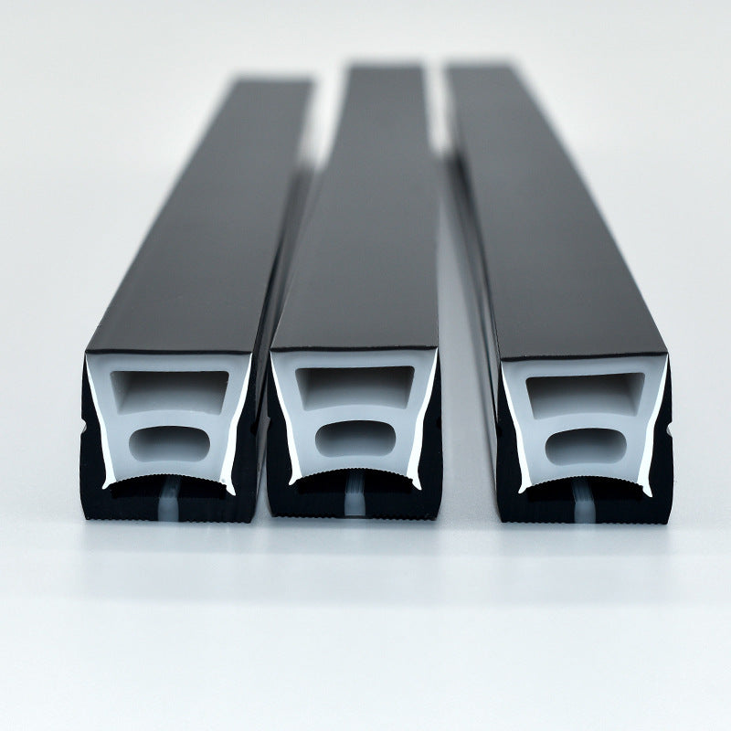 16.4FT(5Meters) 20*20mm 120° Top Emitting IP67 Waterproof Flexible Full Black Silicon LED NEON Tube Housing Fit for 12mm Wide LED Strip Light