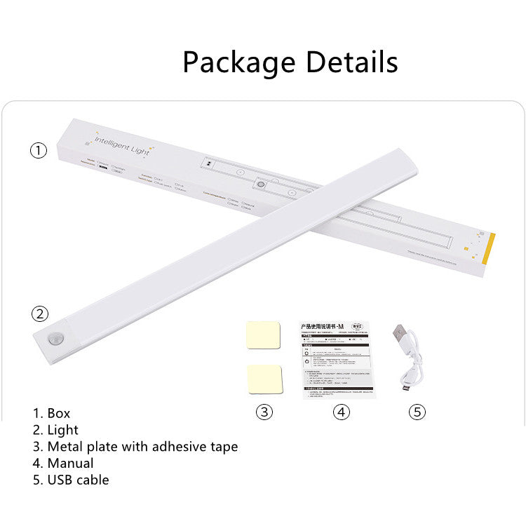 2Pack Under Cabinet Lights, LED Closet Lights Wireless Magnetic Motion Sensor Activated Light Bar Indoor Rechargeable Battery Operated Stick on Under Counter Lights for Kitchen Stairs Hallway