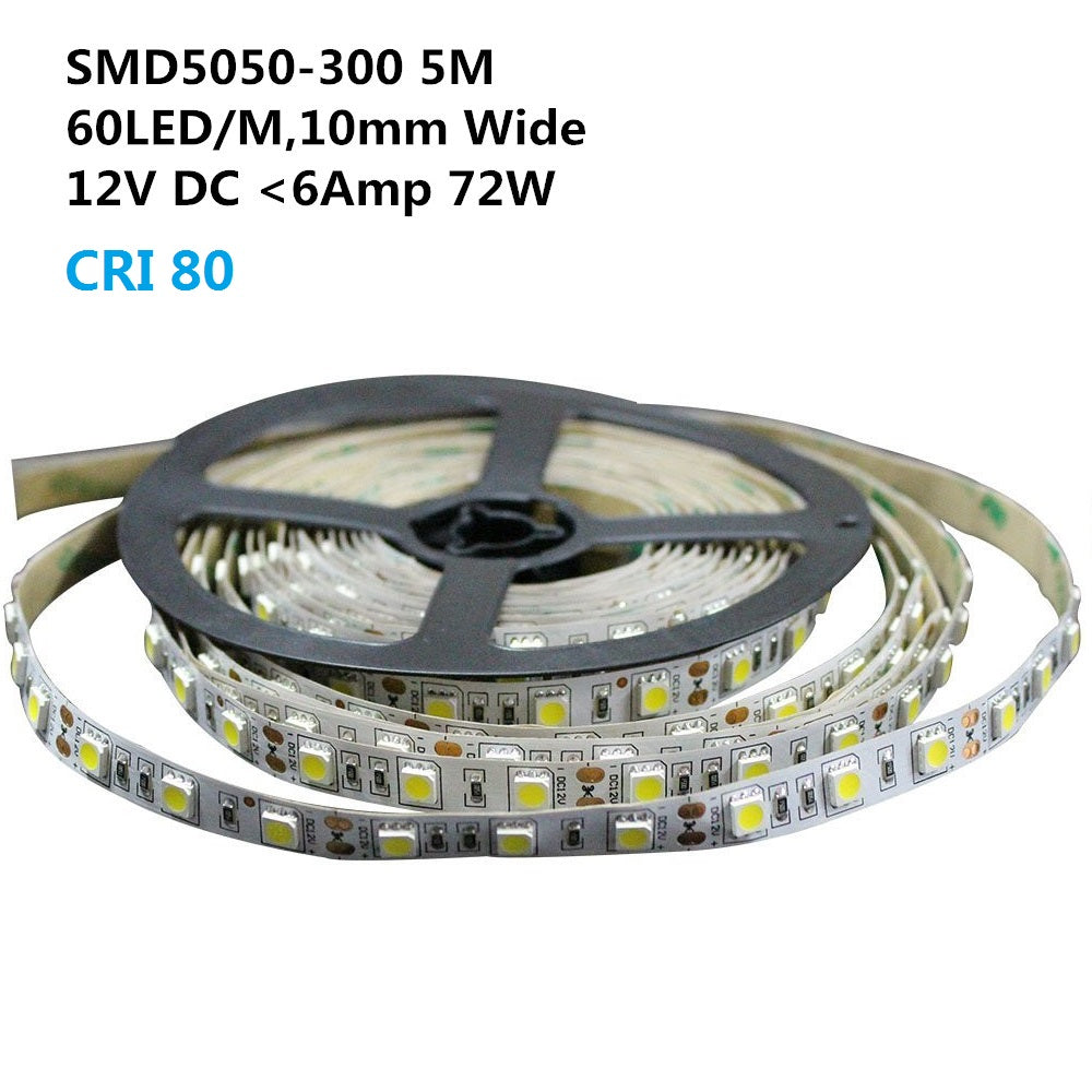 Led-Streifen 12V, RGB und weiß SMD5050, 8W/m, 60 leds/m, IP20, Breite 10mm  - V