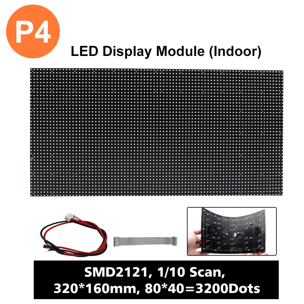 P4£©LED Matrix Module, Full RGB Digital Pixel Panel Screen with (3200 dots,  1/10 Scan, 800 Nits) Brightness for Indoor Display(Size: 320 160 mm) –  LEDLightsWorld