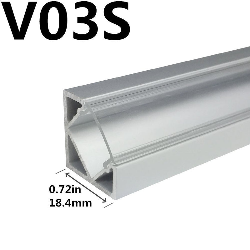 Silver V03 Corner LED Profile 18x18mm V-Shape Corner Mounted LED Aluminum Extrusion