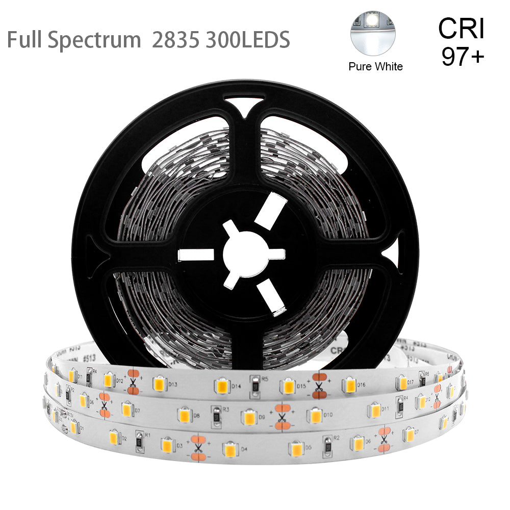 16.4FT 5Meter SMD2835 300LED 12V 30W True Color CRI95+ Full Spectrum LED Strip Light