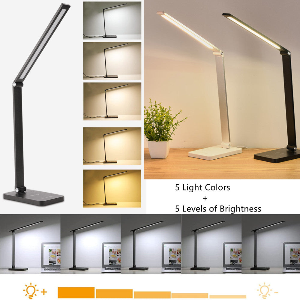 LED Desk Lamp with Wireless Chargers and USB Charging Port for