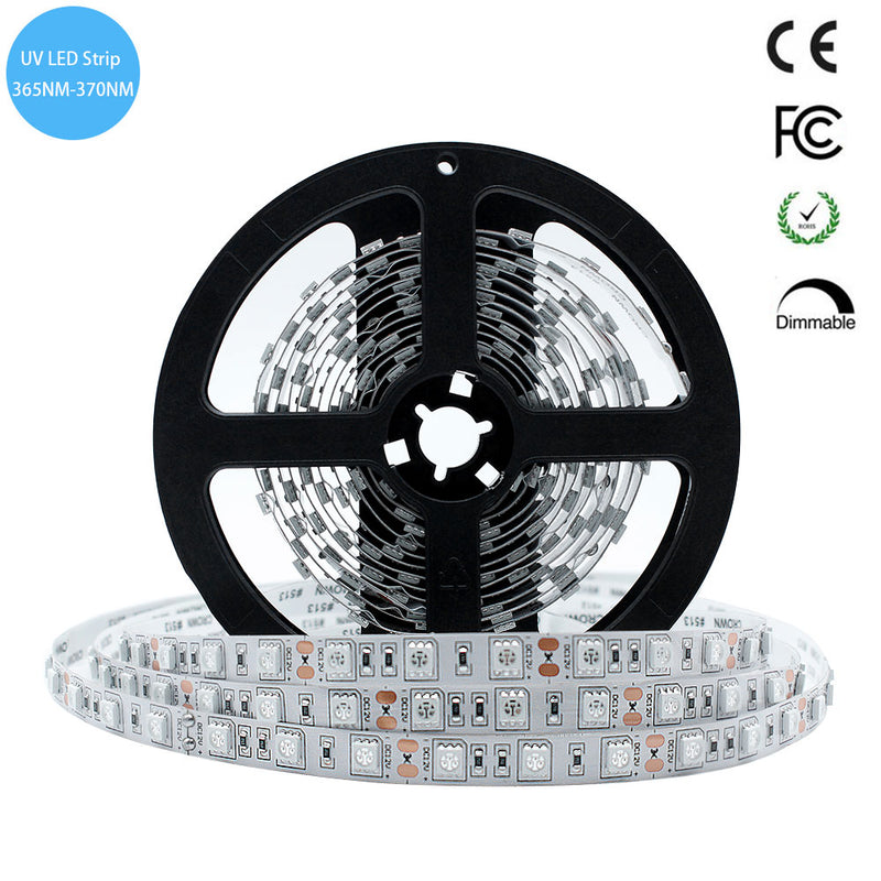 365nm 370nm SMD5050-300 12V 6A 72W UV LED Strip Light for Curing, Currency Validation