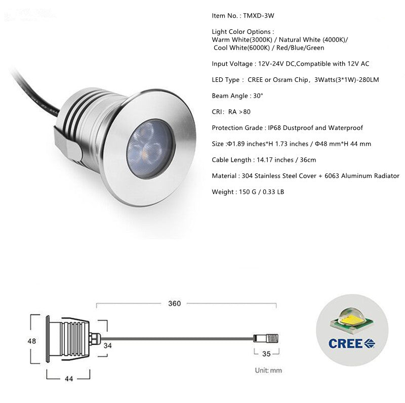 4W LED 12V 24V Mini Spot Ceiling Lamp Spot Light Bulb Light