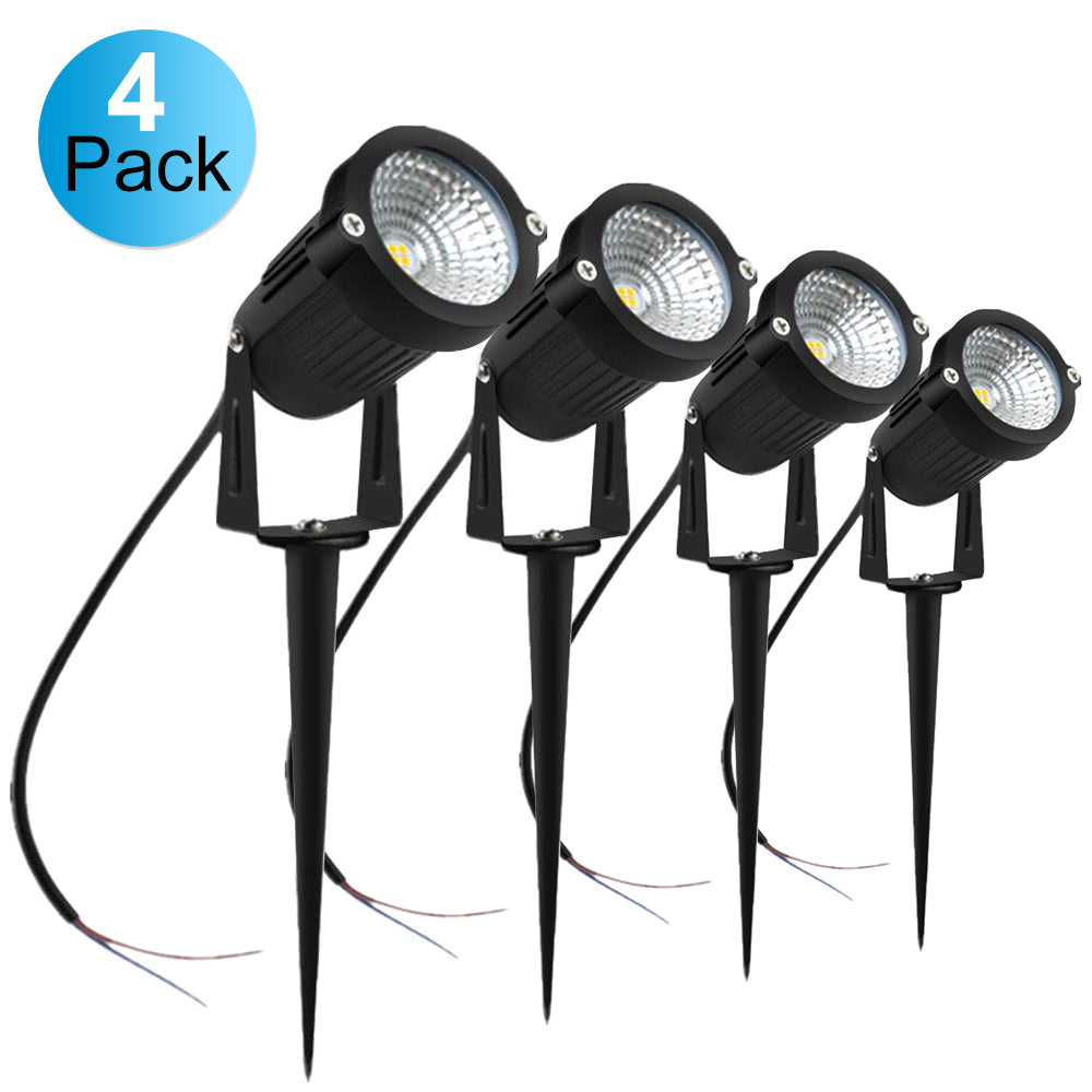 4 Pack 3W LED Landscape Lights Warm White 12V Waterproof