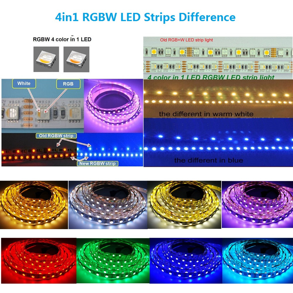kommentar olie fortryde DC 12V RGBW/RGBWW LED Strip Light, 16.4FT/5M SMD5050-150, 30LEDs 9.6W –  LEDLightsWorld
