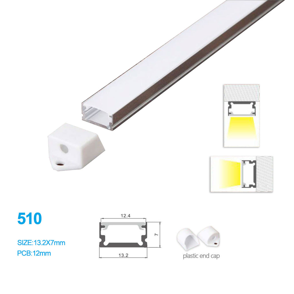 13.2*7 MM Ceiling/Wall Mounted LED Aluminum Profile with Flat Cover fo –  LEDLightsWorld