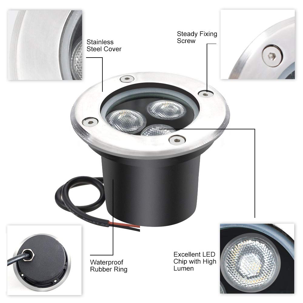 8 Pack 3W Outdoor Landscape Lights 12V 300 Lumens Waterproof IP67