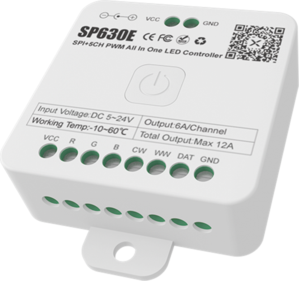SP630E All-in-One SPI + 5CH PWW LED Controller Bluetooth SP630E All-in-One SPI + 5CH PWW LED Controller Bluetooth