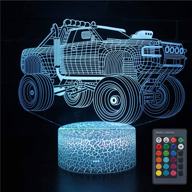 Transportation Images 3D Illusion LED Night Light w/  16 Colors Remote Touch Switch Adjustable Brightness for Kids Bedroom Decoration