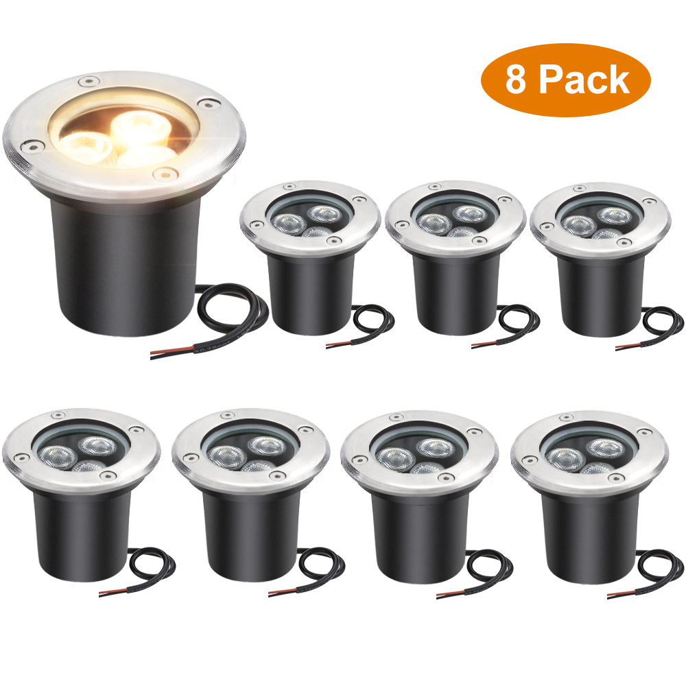 8 Pack 3W Outdoor Landscape Lights 12V 300 Lumens Waterproof IP67