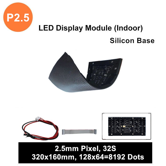M-SF2.5L (P2.5) Silicon Based LED Module, 2.5mm Full RGB Pixel Panel Screen in 320 * 160 mm with 8192 dots, 1/32 Scan, 800 Nits LED Tile for Indoor Display