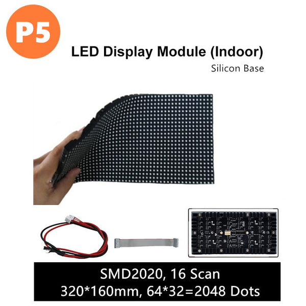 M-SF5L (P5）Silicon Based LED Module, 5mm Full RGB Pixel Panel Screen in 320 * 160 mm with 2048 dots, 1/16 Scan, 800 Nits LED Tile for Indoor Display