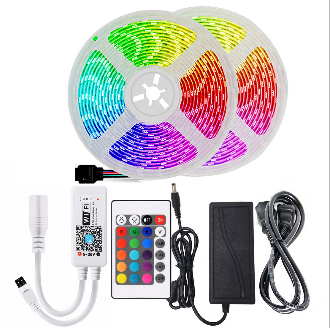 32.8FT/10Mtr RGB LED Strip Lights Kit, SMD5050 30LEDs/Mtr, WiFI Wireless, Smart APP controlled