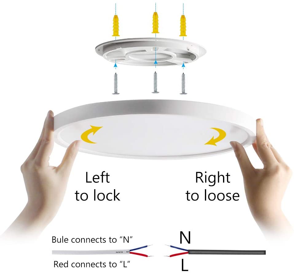 2 Pack 24W 12'' Smart RGBCW Ceiling Light Fixtures RGB Color Changing, 2700K-6500K Adjustable with Dimmable Brightness, Compatible with Alexa/Google Home/APP Control WiFi Light for Bedroom/Kid's Room/Party