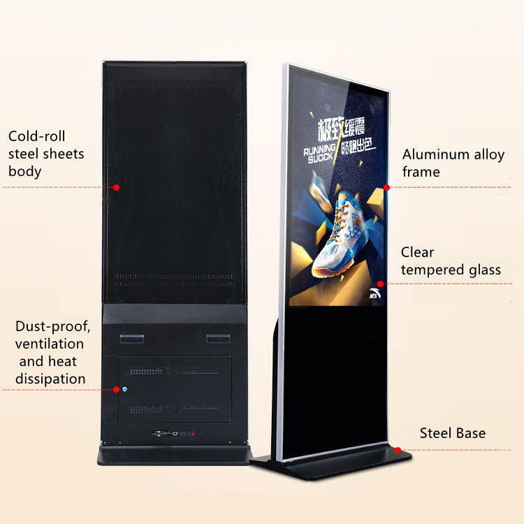55'' Touch Screen LCD Digital Signage, Free Standing LCD Digital Poster Kiosk, w/ IR Touch, Single Sided, Android OS, Caster Wheels