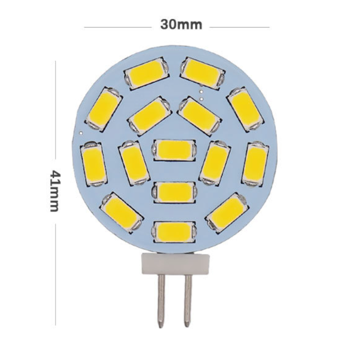 10PCS Pack 2 Watt (20 Watt Equivalent) AC/DC 10-30 V Flat Round Wafer Disc Light Bulb G4 Bi-pin base Lamps with 15 pcs LED SMD5630