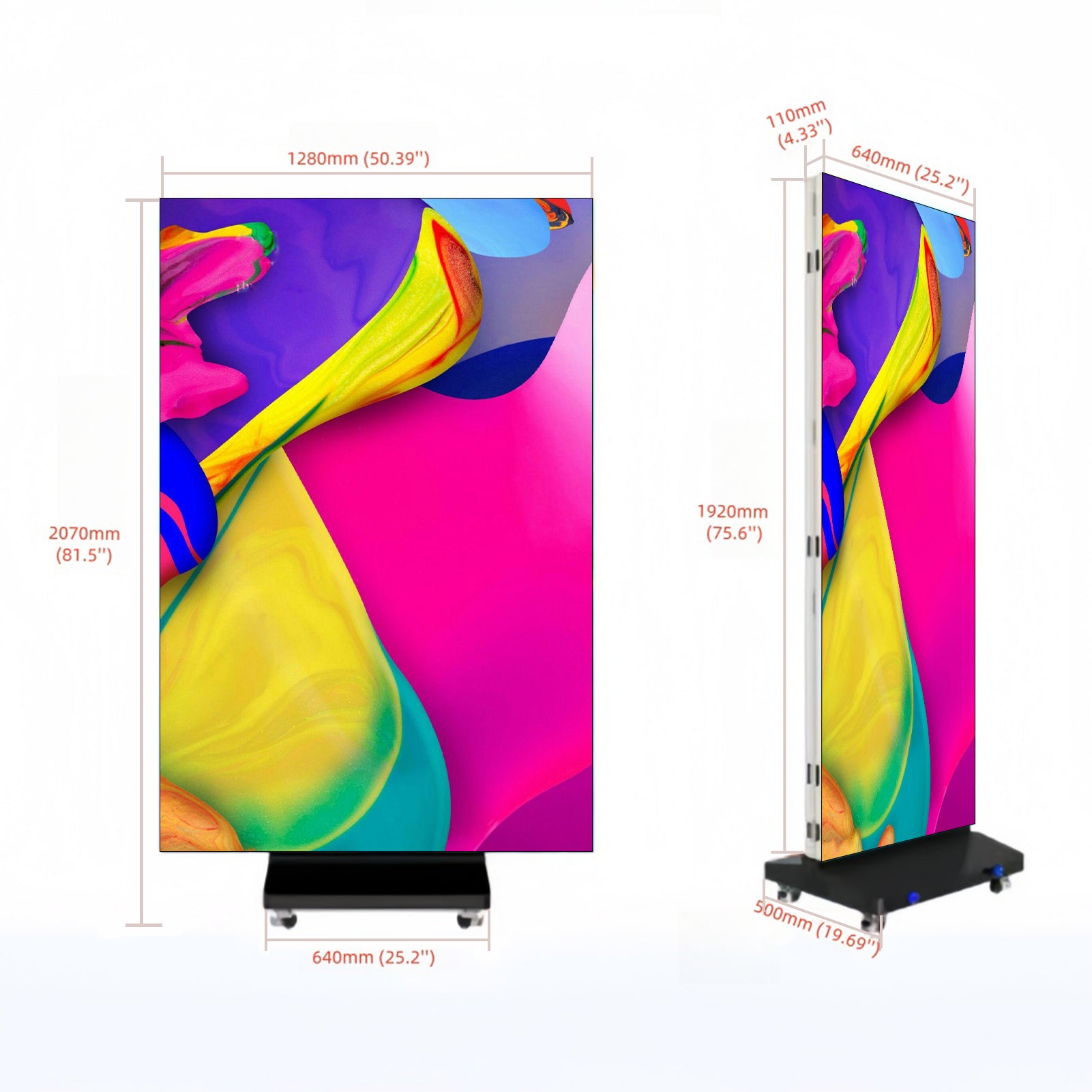 Tri-Fold LED Poster Display w/ unfolding display in 4.2ft by 6.3ft in 1.25mm | 1.53mm | 1.86mm | 2.5mm Pixel Pitch Free Moving LED Kiosk
