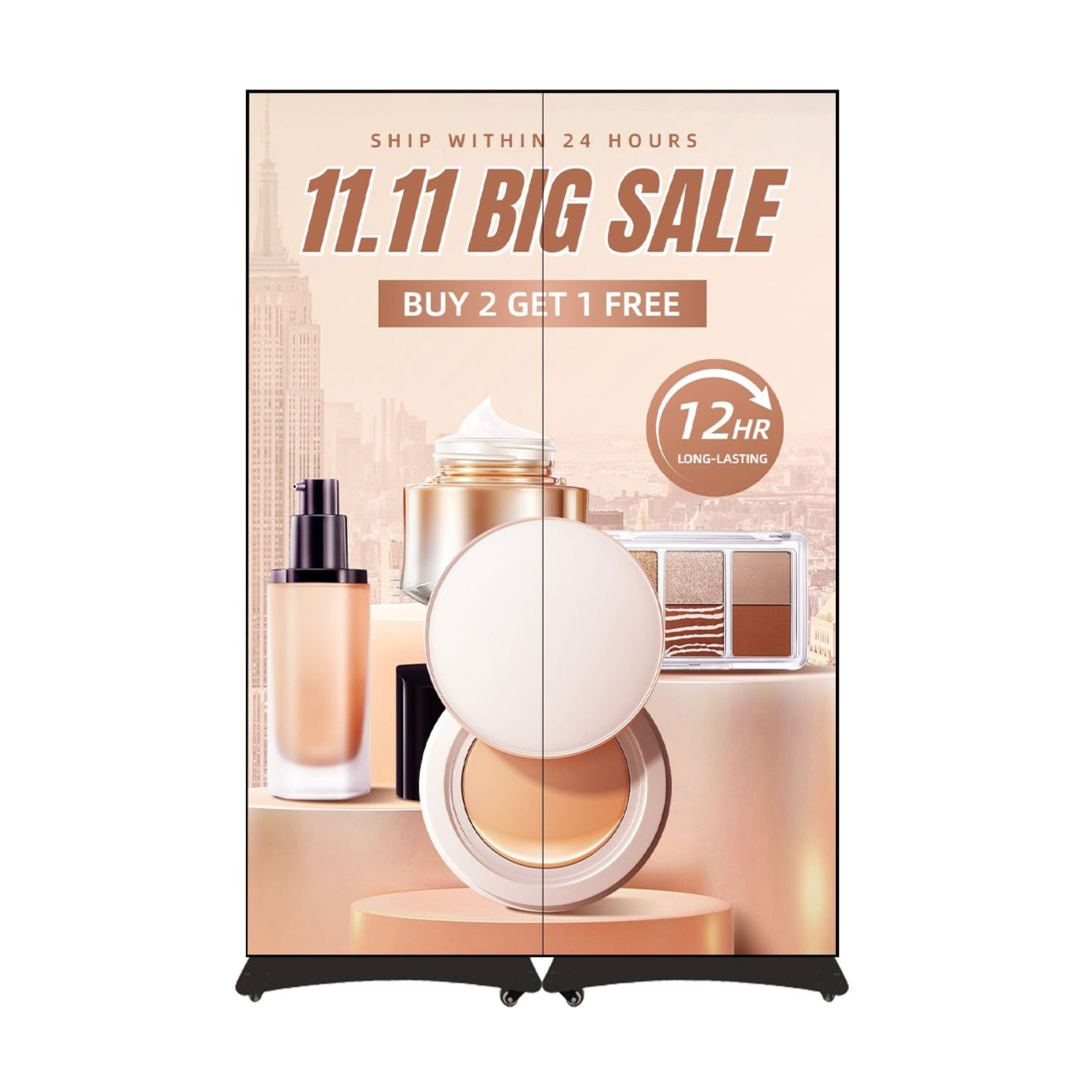 2PCS-PACK EP Battery Series P1.25 | P1.53 | P1.86 | P2.5 Indoor LED Poster Display Powered By Battery Free To Move w/ 640x1920mm Display Area