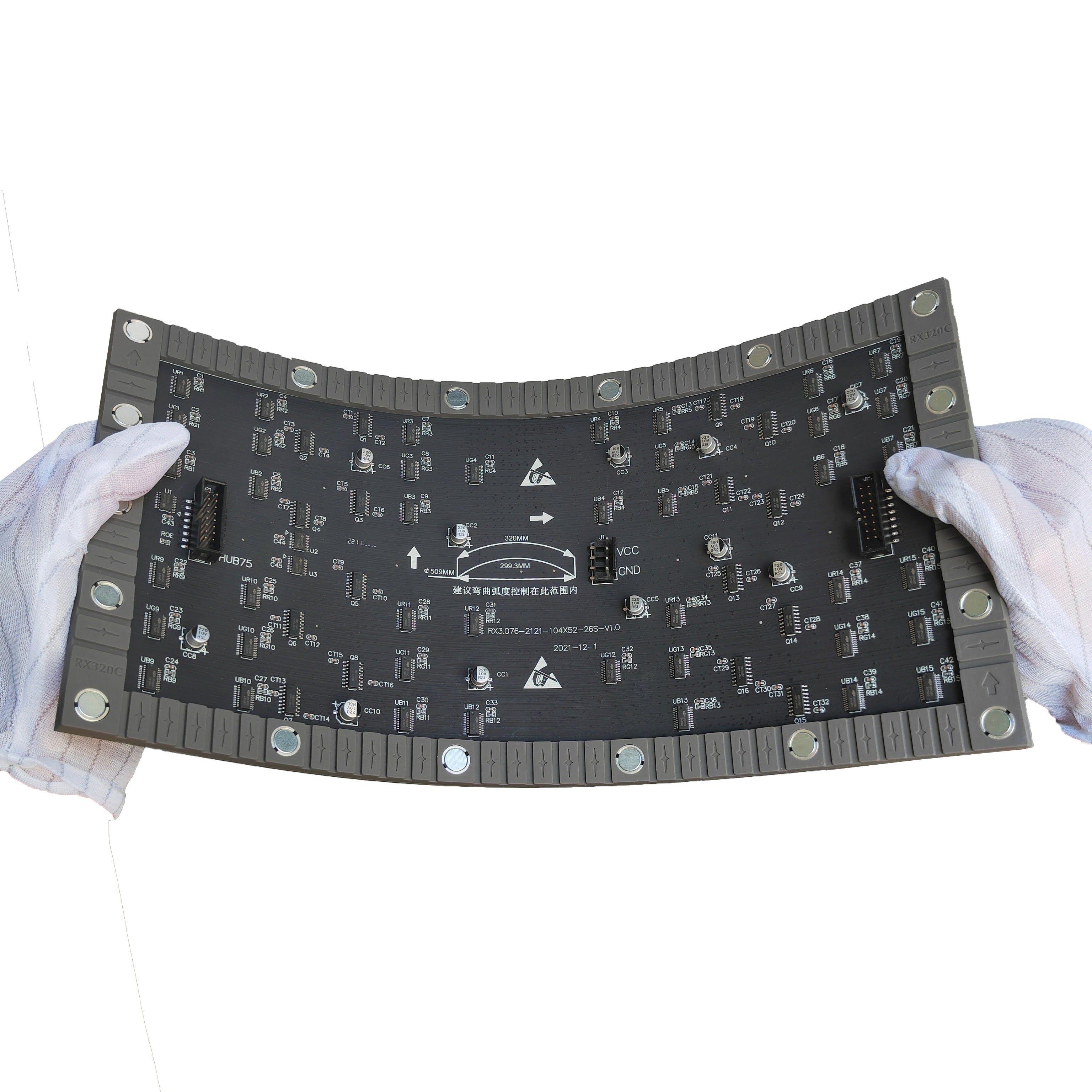 HKXR3L (P3.076) Indoor Flexible LED Display Module, 3mm Full RGB Pixel LED Display Panel Screen in 320* 160 mm with 5408 dots, 1/26 Scan, >600 Nits LED Tile for Indoor Display