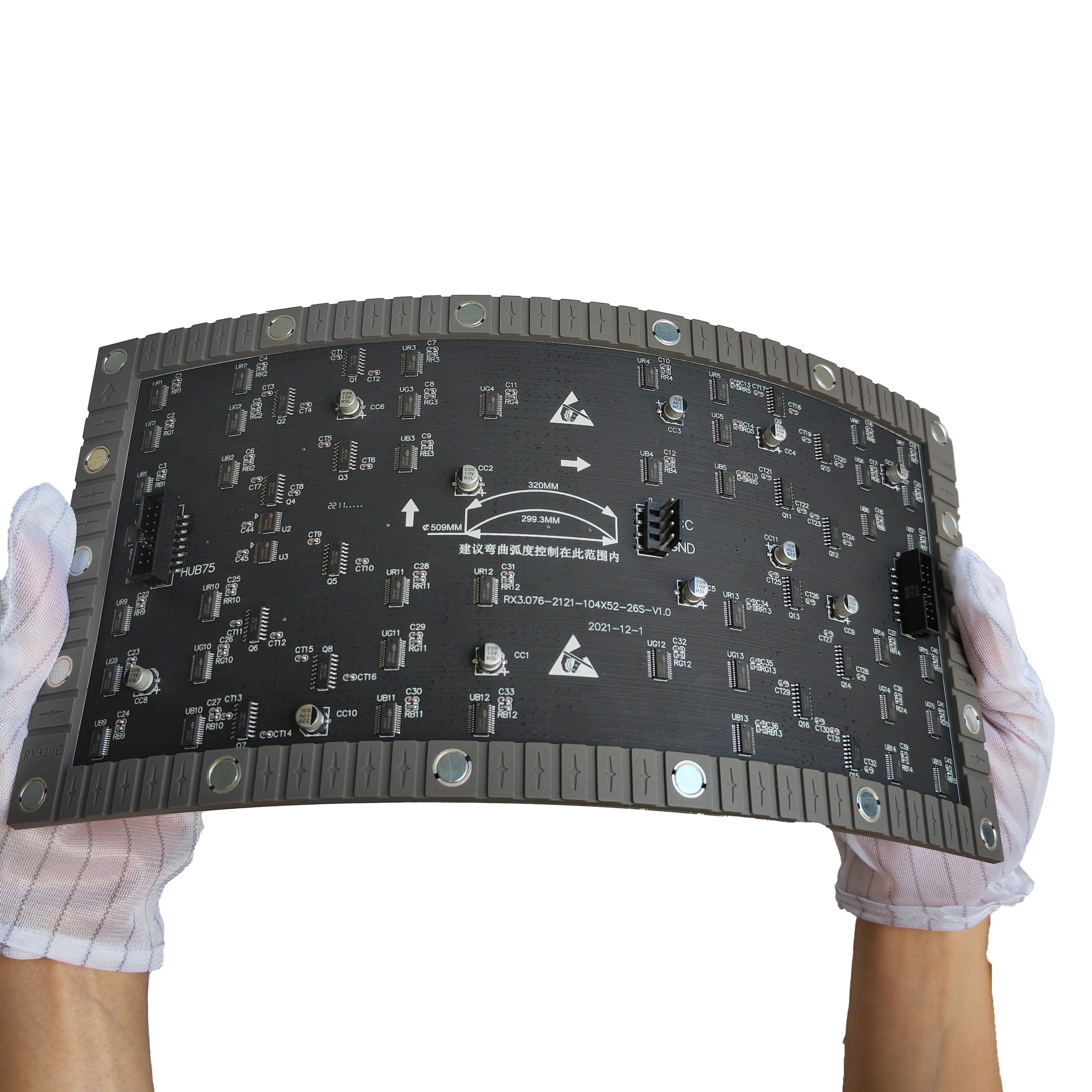 HKXR3L (P3.076) Indoor Flexible LED Display Module, 3mm Full RGB Pixel LED Display Panel Screen in 320* 160 mm with 5408 dots, 1/26 Scan, >600 Nits LED Tile for Indoor Display