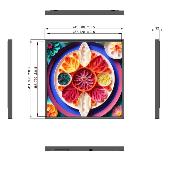 22'' Square LCD Display Screen Super Slim (22mm thick) 1:1 Square LCD Monitor