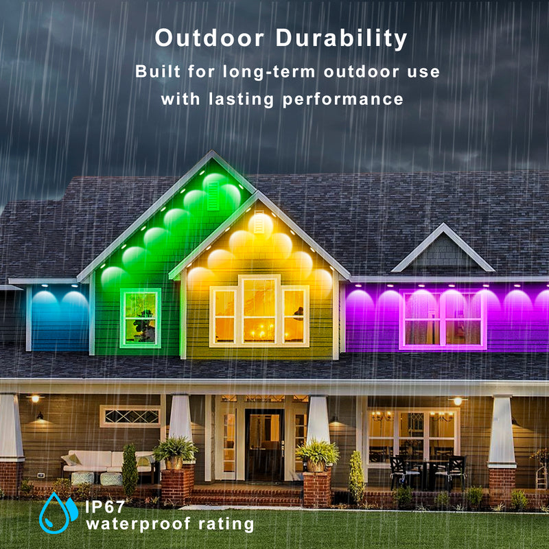 LightingWill OL1 Permanent Outdoor Lights: Multi-Functional Holiday Lighting with a Variety of Lighting Modes to Create a Warm Atmosphere, Gardens, Porches, and Any Outdoor Space | Durable, Energy-Efficient, and Long-Lasting Outdoor Lighting Solution