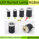 10Pack RGBW IP68 Waterproof Outdoor LED Underground Light 9W 24V Deck light Buried Lamp Spotlight for Pathway Driveway Garden Recessed Landscape with Stainless Steel Body PC Cover Tempering Glass Len
