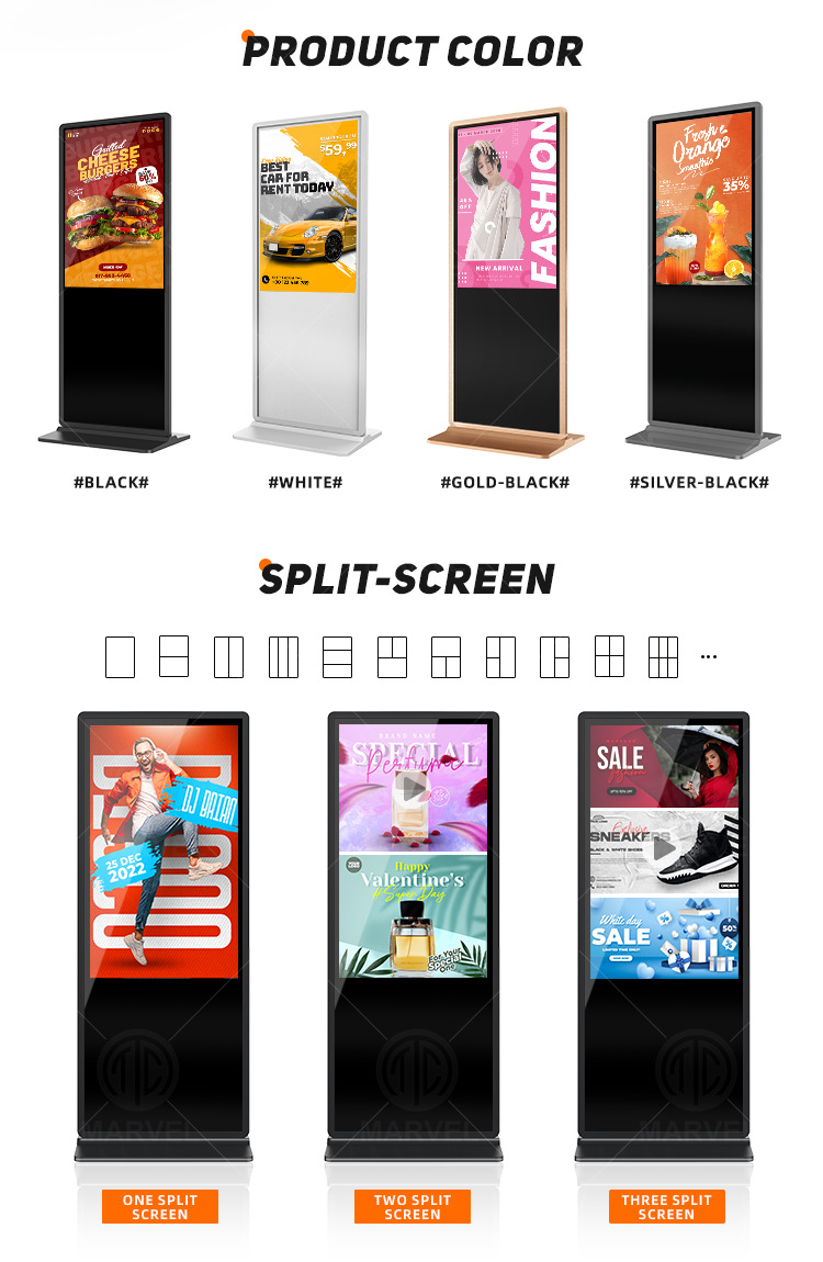 49'' Touch Screen LCD Digital Signage, Free Standing LCD Digital Poster Kiosk, w/ IR Touch, Single Sided, Android OS, Caster Wheels