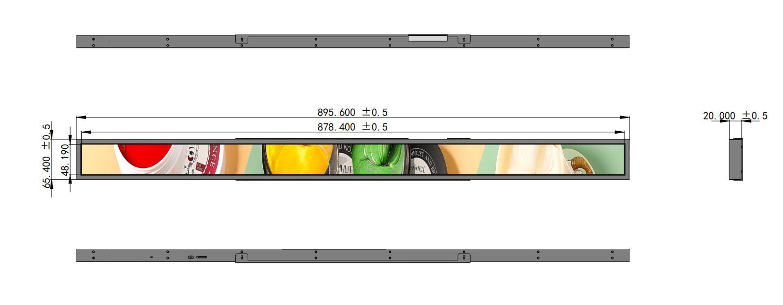 35” Stretched Bar LCD Display screen, dedicated shelf with Android information release system
