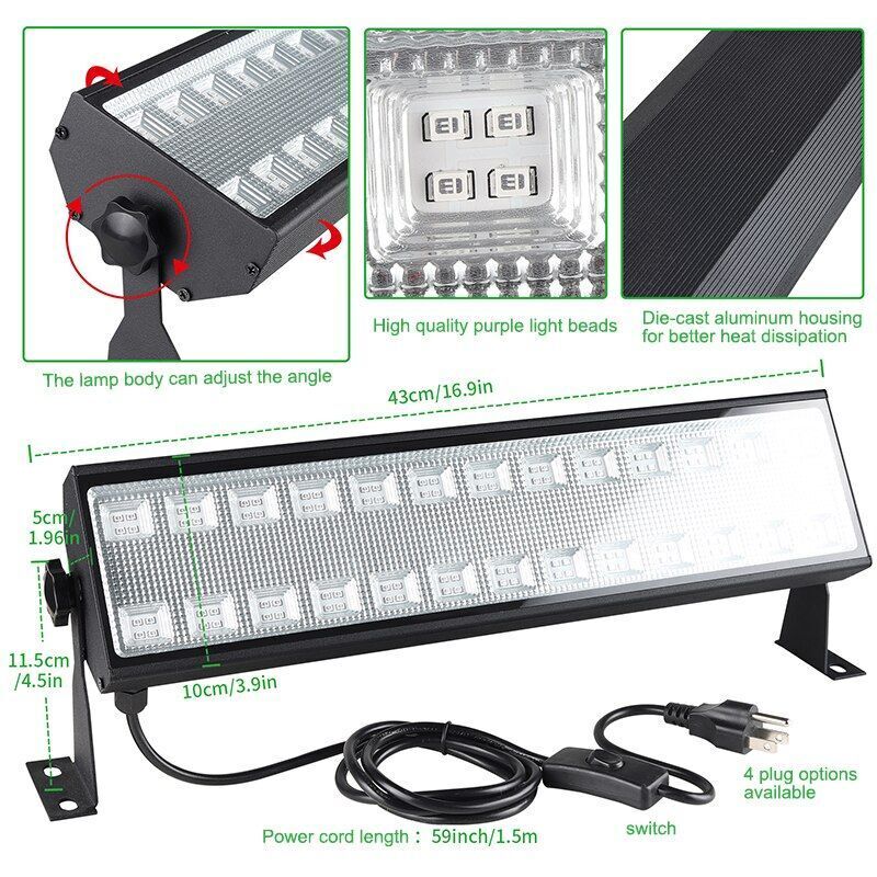 Atfoyer 3PCS 40W LED Black Light Bar, Black Lights for Glow Party, UV Black  Light with Plug