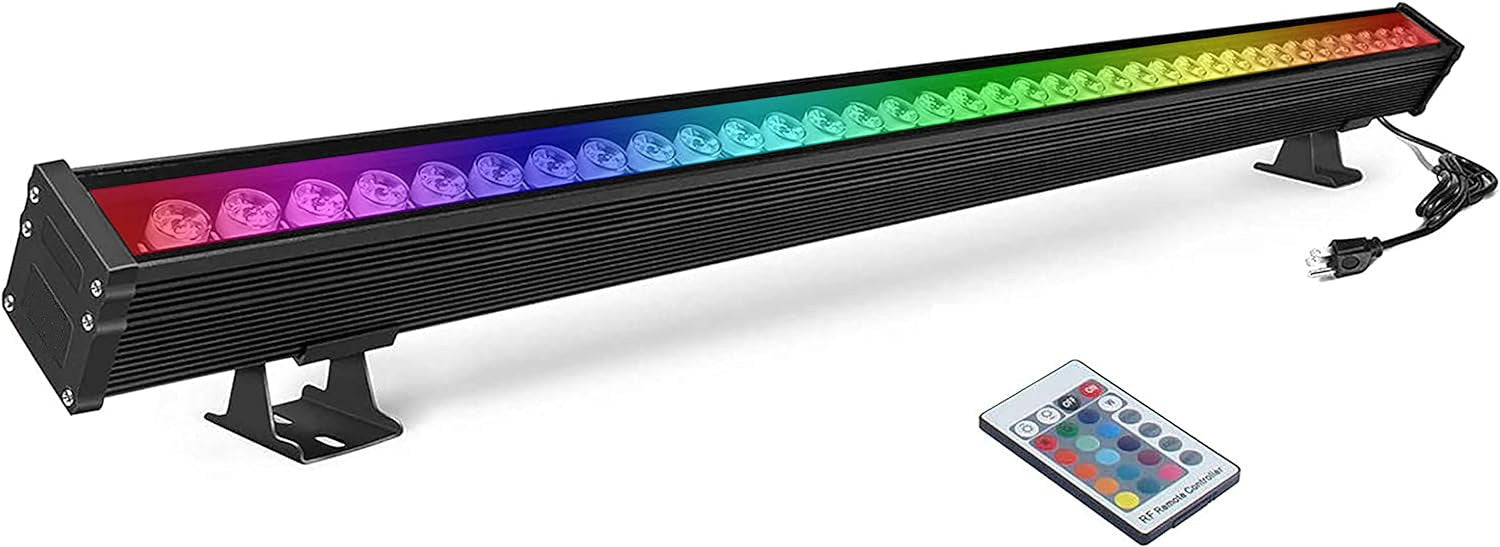 Linkable 7060 Linear LED RGB Wall Washer Lights with Remote Controller, 36W Waterproof Color Changing Wall Washer LED Light for Outdoor/Indoor Lighting Projects, Hotels, Building Wall Decorations