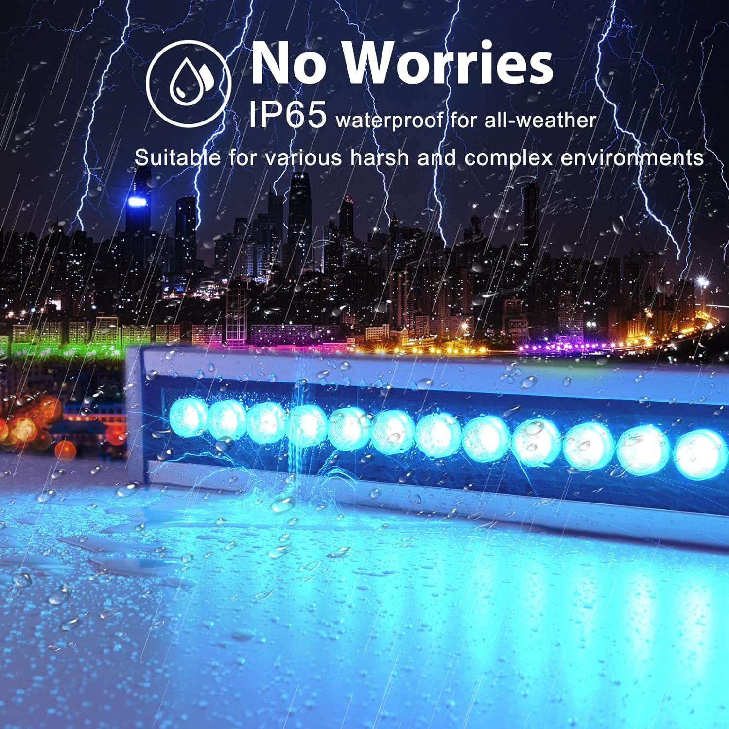 Linkable 7060 Linear LED RGB Wall Washer Lights with Remote Controller, 36W Waterproof Color Changing Wall Washer LED Light for Outdoor/Indoor Lighting Projects, Hotels, Building Wall Decorations