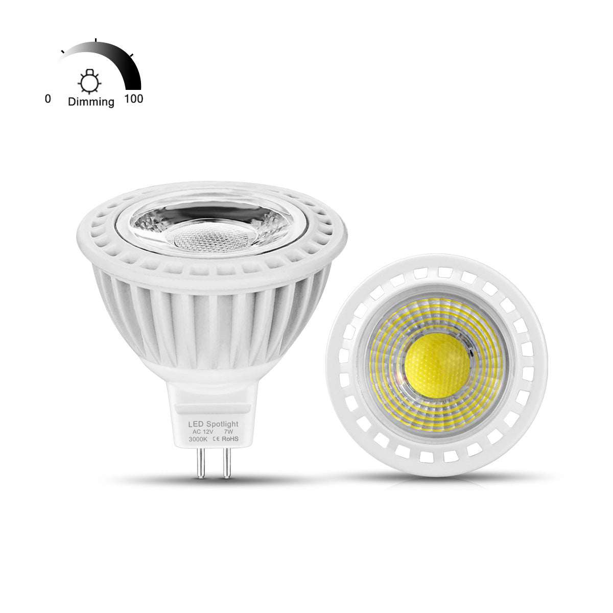 4Pack 3W/5W/7W 12V AC/DC LED Spotlight MR16 LED Bulb Light GU5.3 Bi-Pin Base White Aluminum Housing 30° Beam Angle