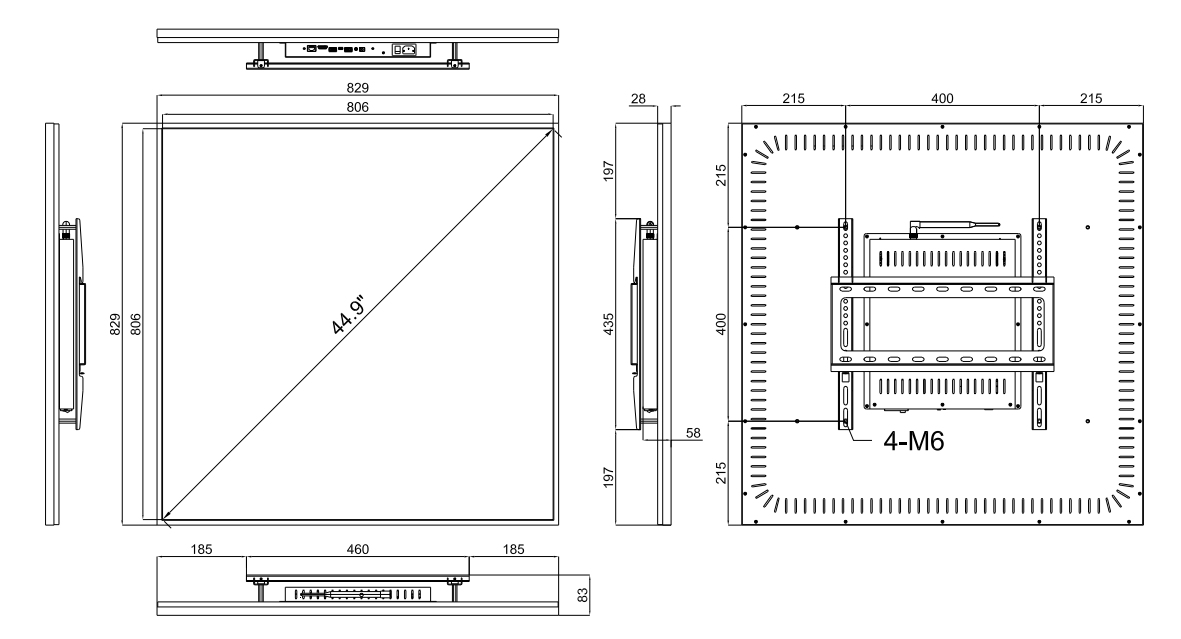 44.9'' Square LCD Screen 1:1 LCD Digital Signage