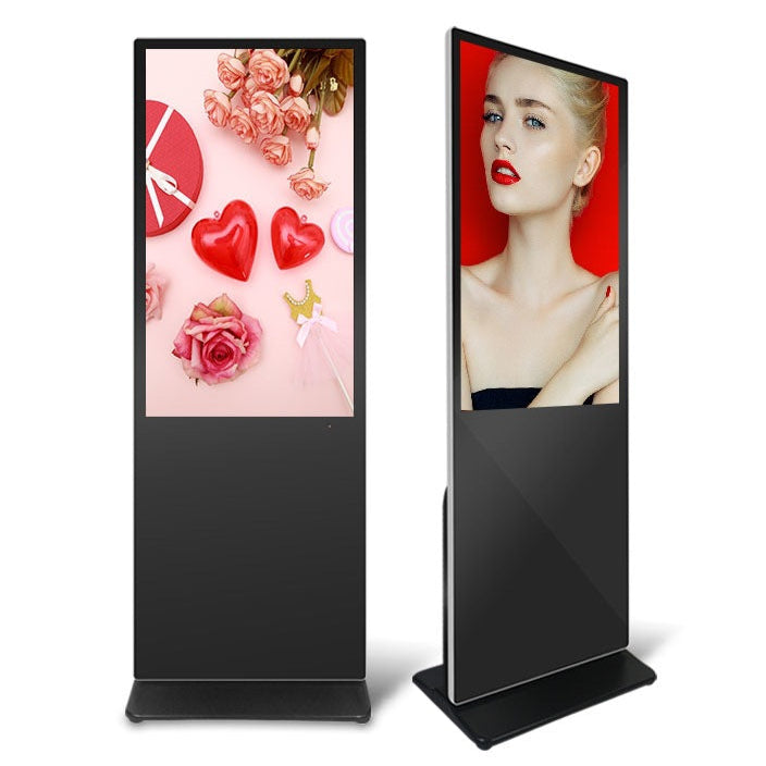 49'' Touch Screen LCD Digital Signage, Free Standing LCD Digital Poster Kiosk, w/ IR Touch, Single Sided, Android OS, Caster Wheels