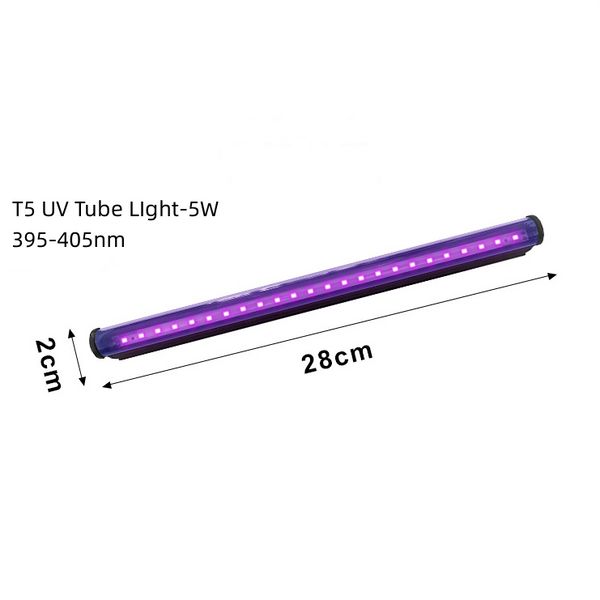5W AC85-265V 11inches T5 LED UV 385-400nm Black Light Strip, Tube Light for Bedroom Halloween Decorations and Christmas Party, Fun Atmosphere, Black Light Poster 6ft Power Cord with Built-in ON/Off Switch