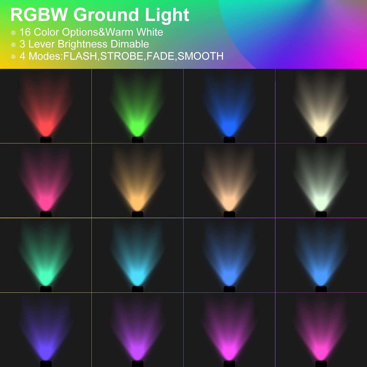 5Watt Low Voltage RGBWW (RGB and 3000K Warm White) LED Well Lights Anti-glare Landscape Lighting IP65 Waterproof Outdoor 12V-24V Ground Lights for Garden Yard Driveway(8Pack)