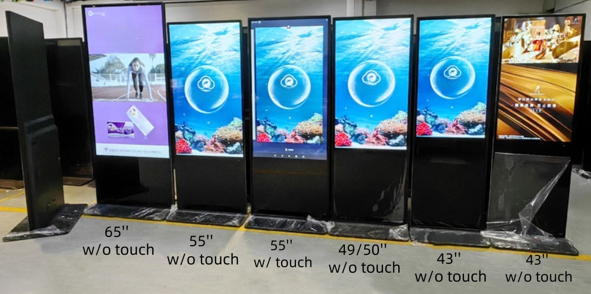 49'' Touch Screen LCD Digital Signage, Free Standing LCD Digital Poster Kiosk, w/ IR Touch, Single Sided, Android OS, Caster Wheels