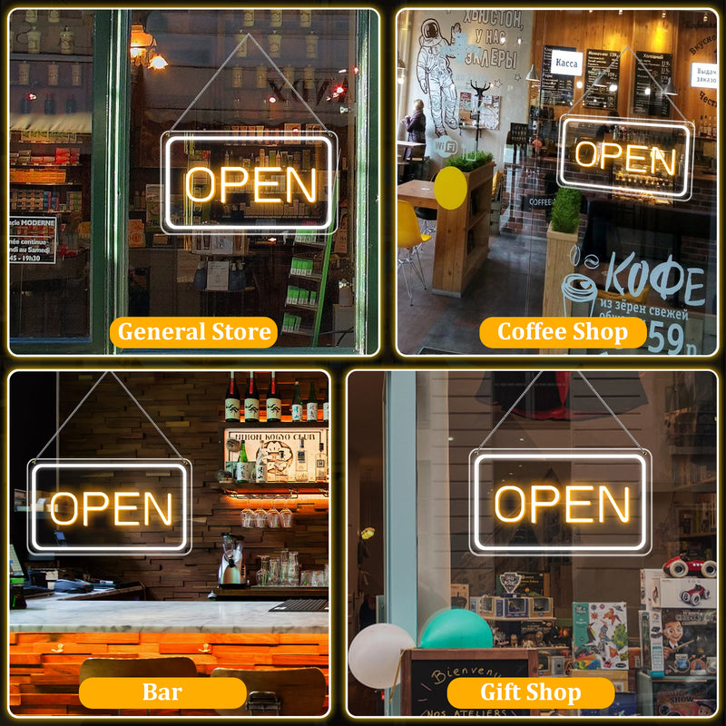 Vibrant LED "OPEN" Sign with Smart Control 16"x 9"for Business, Adjustable Brightness Neon Open, Bright Electric Light Up Open Sign with 5V USB power for Bars, Stores, Coffee Shop, Hotel, Window, Outdoor.