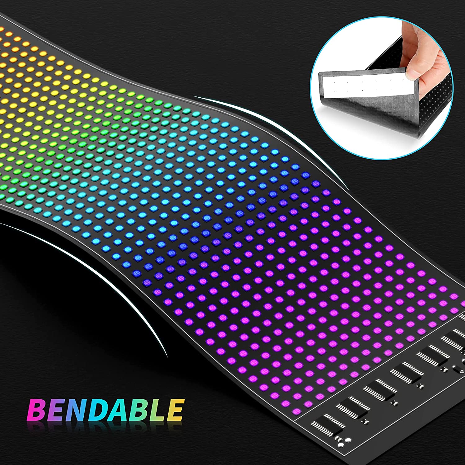 Free Shipping Model 1696 Small Flexible USB 5V Car LED Sign Bluetooth App Control Display Screen Text Pattern Animation LED sign display for Car Windows, Shop, Bar and Entrance Sign