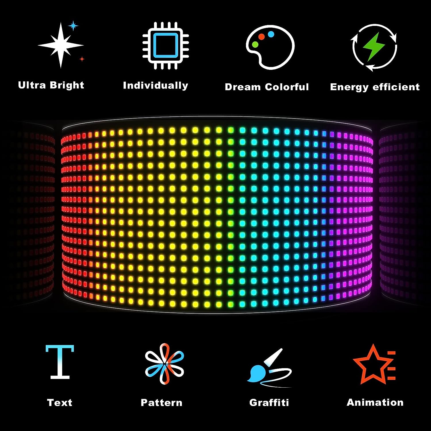 Free Shipping Model 1632 Flexible USB 5V Car LED Sign Bluetooth App Control Display Screen Text Pattern Animation LED sign display for Car Windows, Shop, Bar and Entrance Sign