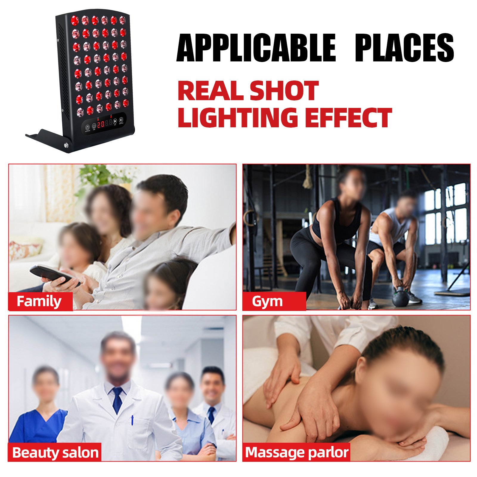 S60 Red light Therapy LED Panel w/ 48pcs Bi-Chip (850nm & 660nm) LED Red Light
