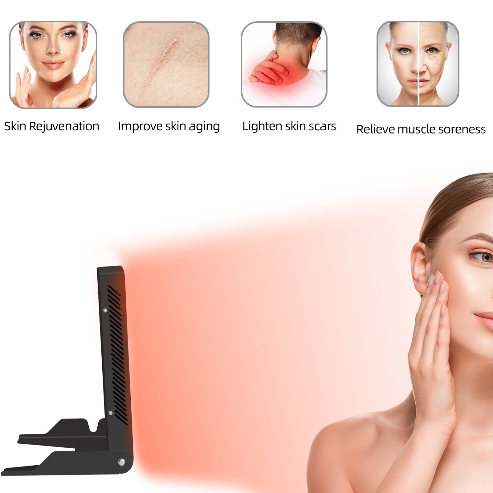 S60 Red light Therapy LED Panel w/ 48pcs Bi-Chip (850nm & 660nm) LED Red Light
